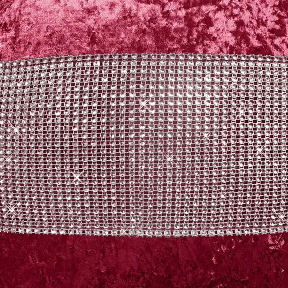 Intimates Diamonte Crushed Velvet Raspberry Filled Cushion 43 x 43cm 2 Pack Image 2