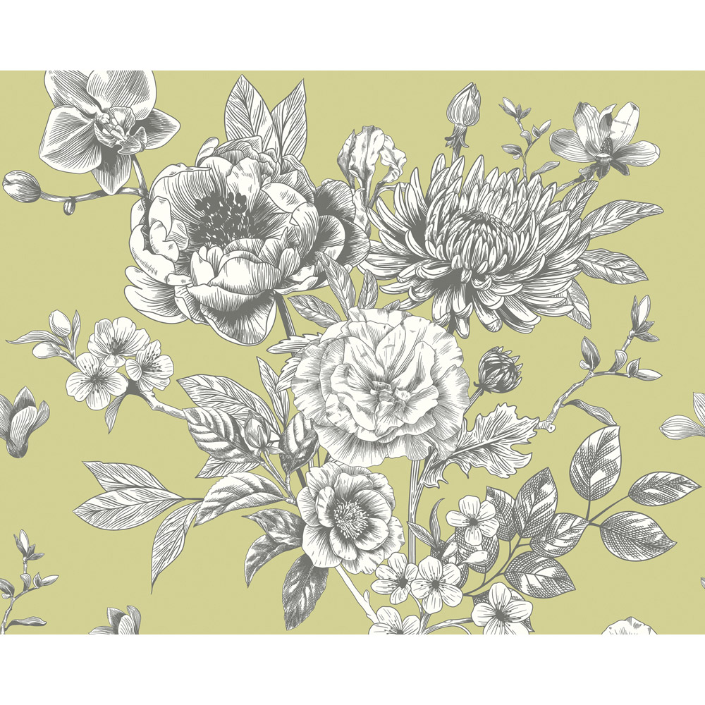 Origin Murals Large Rose Toile Apple Green Wall Mural Medium Image 2