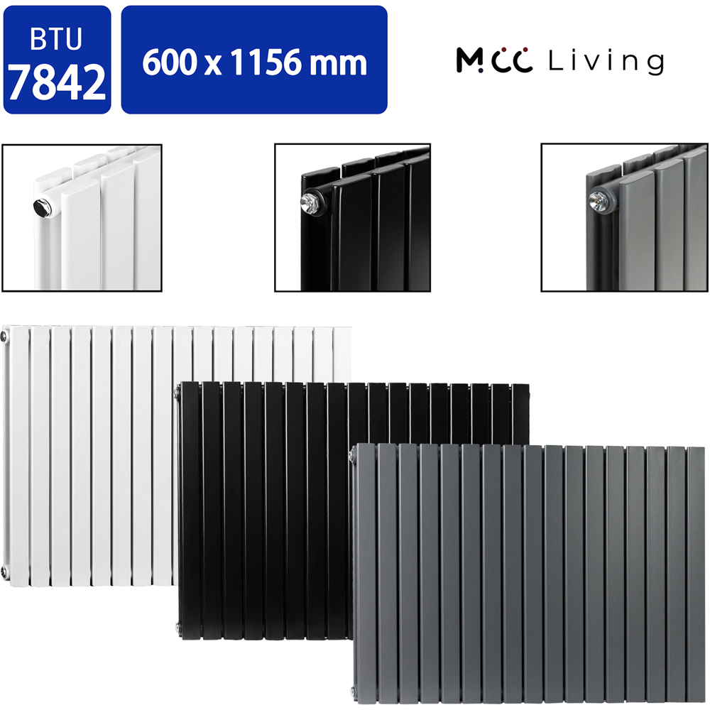 Black 7842 BTU Double Flat Panel Vertical Column Radiator 600 x 1156mm Image 4