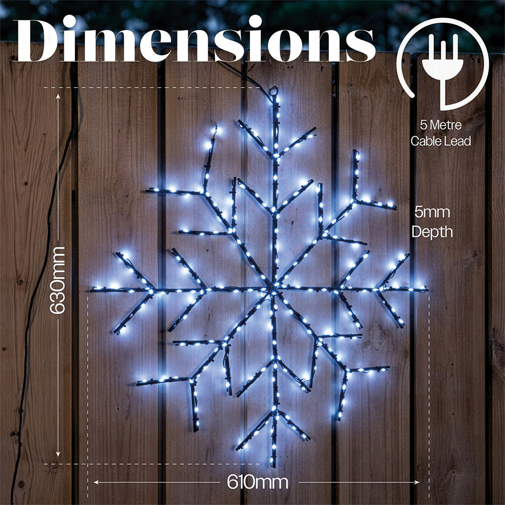 Xmas Haus 196 White Micro LED Metal Snowflake Silhouette Christmas Decoration 63cm Image 8