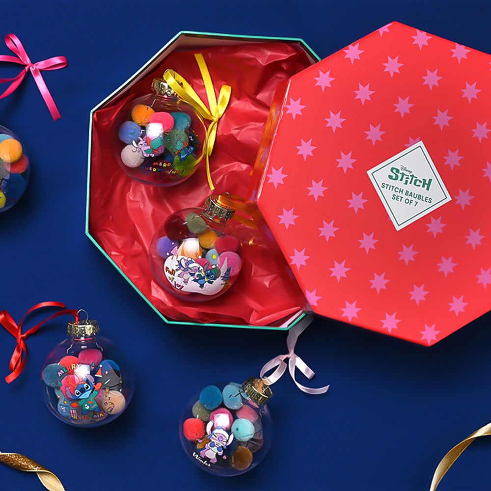 Disney Stitch Pom Pom Christmas Baubles 7 Pack Image 2