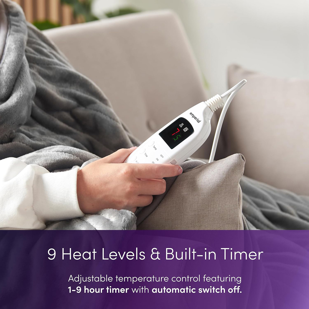 Emperial Grey Electric Heated Throw Blanket Image 2