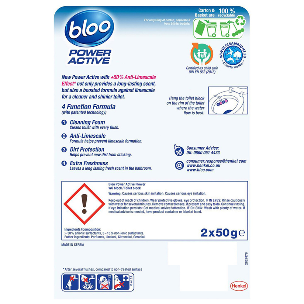 Bloo Power Active Flower 4 Function Formula Toilet Rim Block 50g 6 Pack Image 3