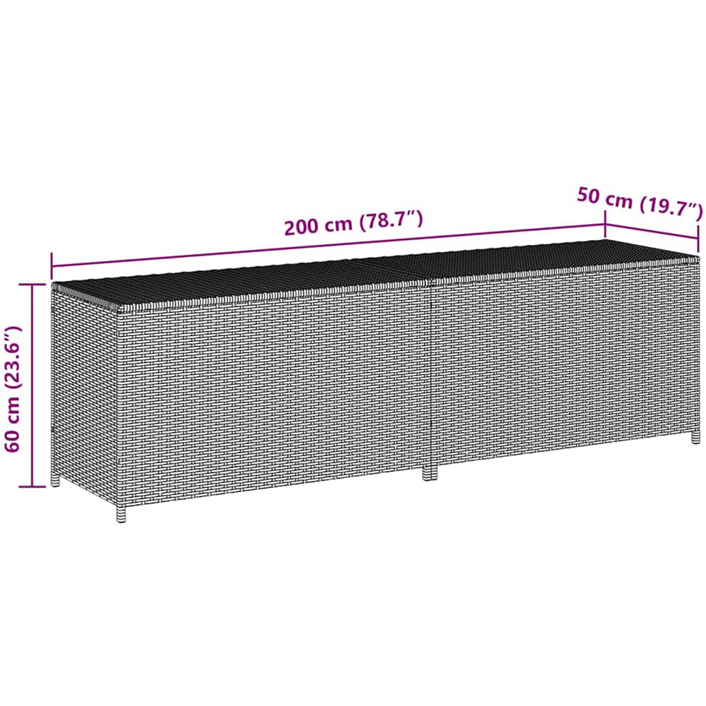 Walplus 200 x 50 x 60cm Brown Poly Rattan Garden Storage Box Image 9