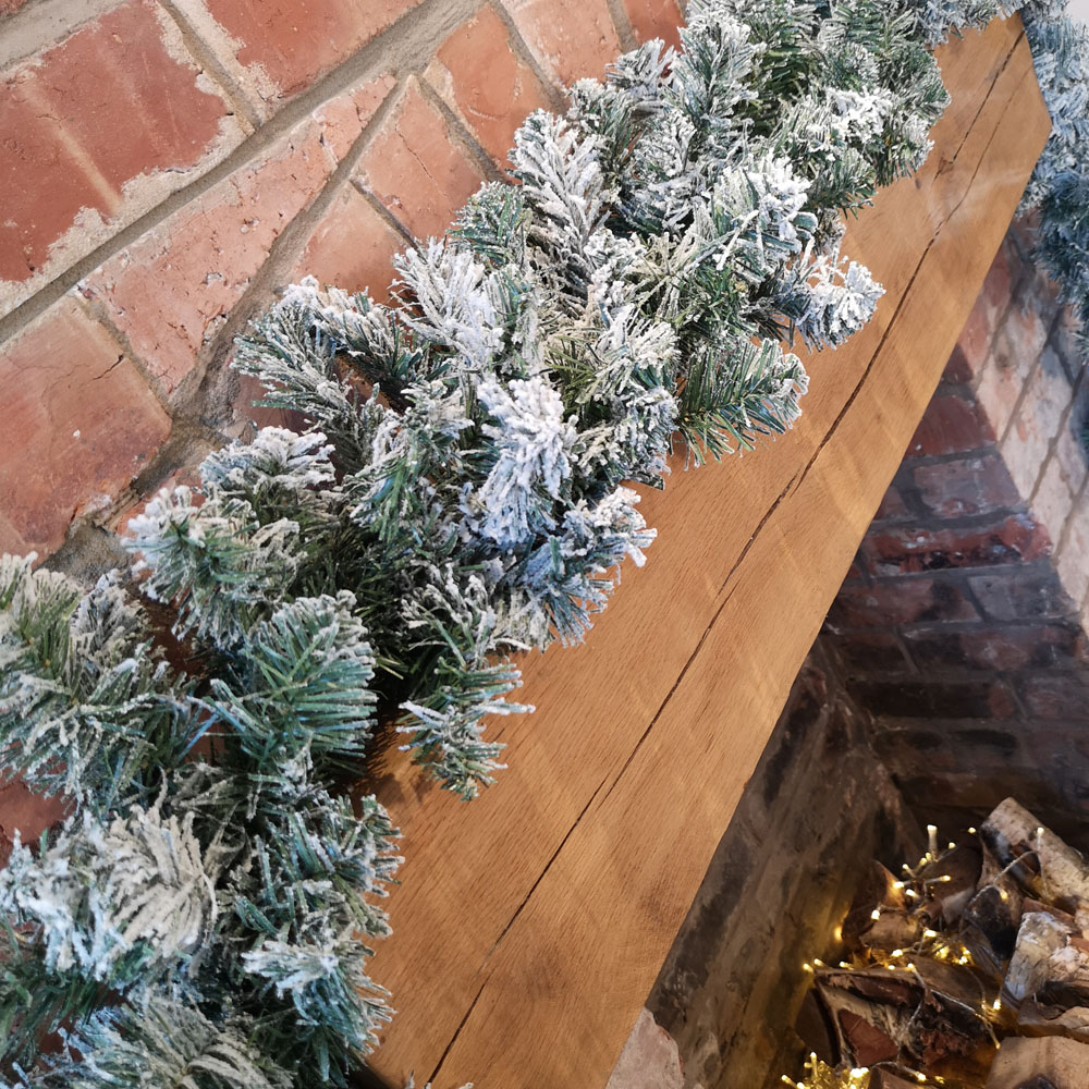 Samuel Alexander Kaemingk Green Imperial Snowflocked Garland 270cm Image 5