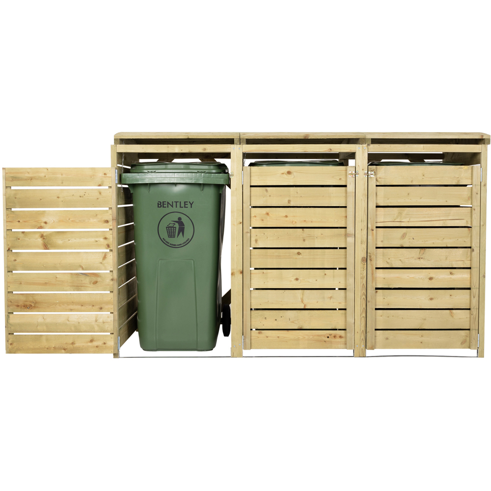 Charles Bentley Wood Triple Bin Storage Cupboard Image 3