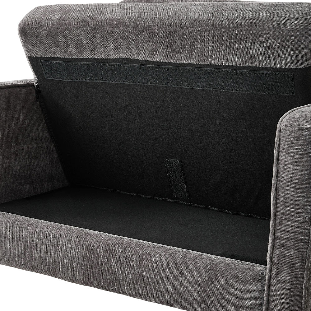 Living and Home Grey Soft Chenille Upholstered Sofa Chair with Cylindrical Pillows Image 7