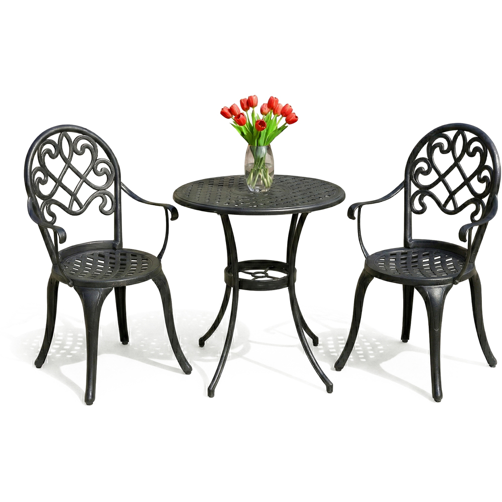 Centurion Supports Prego 2 Seater Black Aluminium Bistro Set with Table Image 2