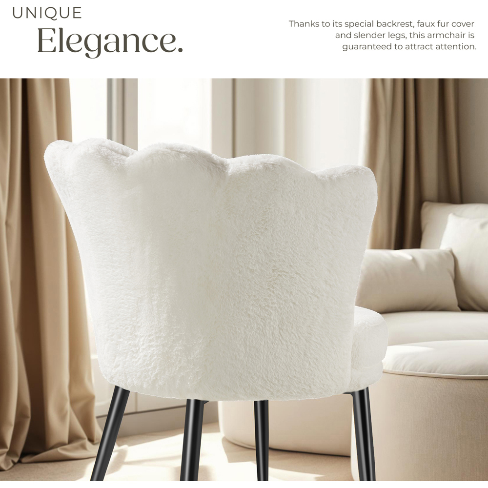 tectake Stella Cream and Black Faux Fur Armchair Image 6