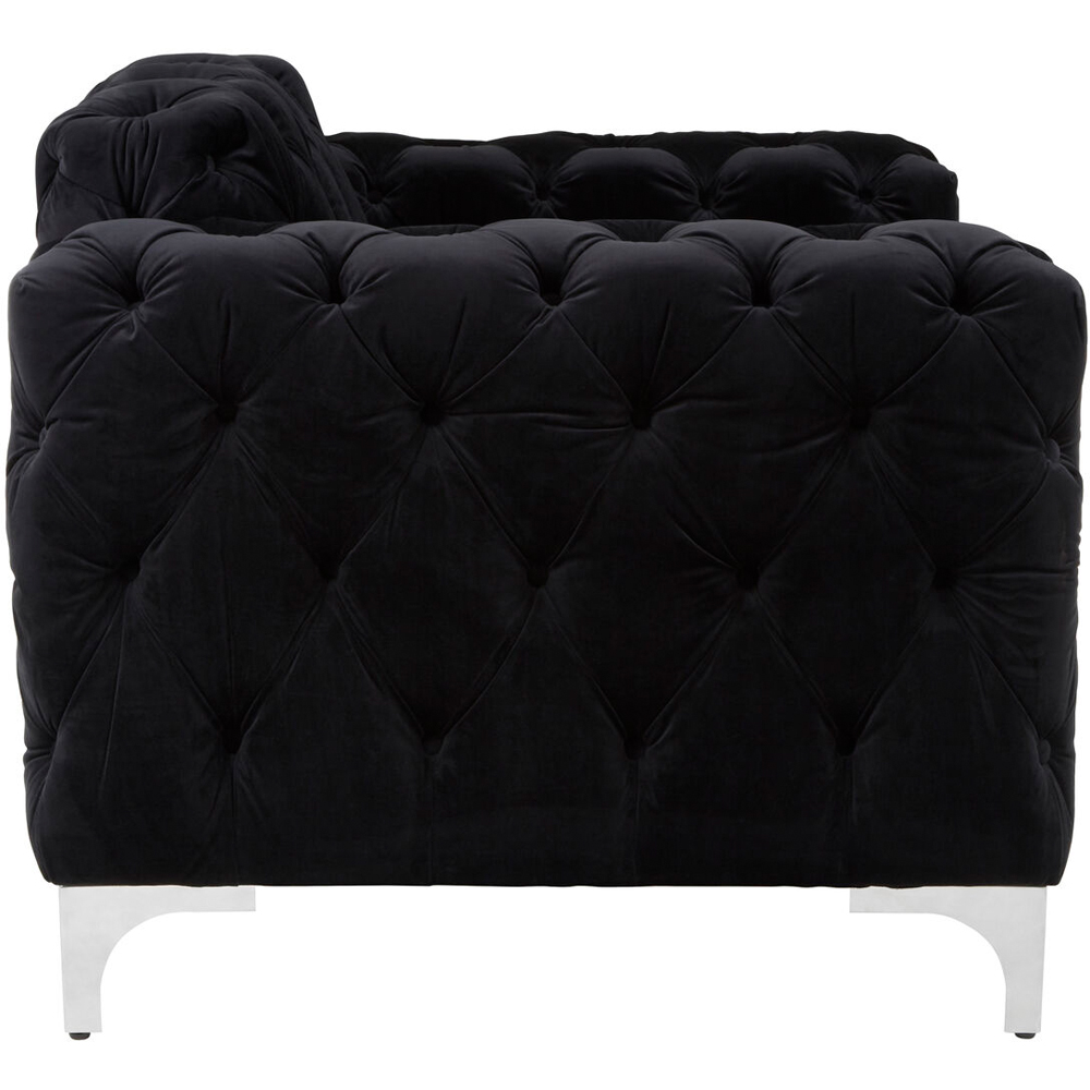 Premier Housewares Madina Black Velvet Modern Chesterfield Chair Image 3