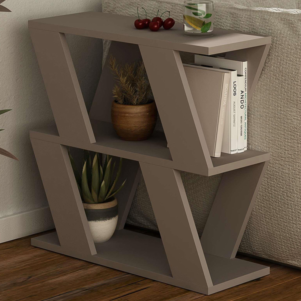 Decortie Lazena 2 Shelf Mocha Grey Modern Side End Table Image 1