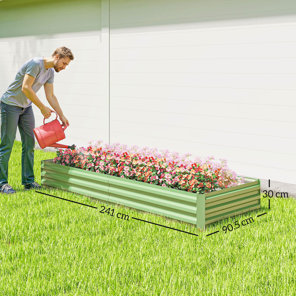 Outsunny Light Green Galvanised Metal Raised Garden Bed 30 x 90.5 x 241cm Image 9