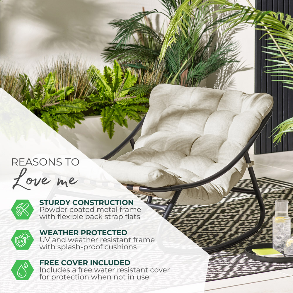 Furniturebox Piasa Black and Green Outdoor Rocking Chair Image 7