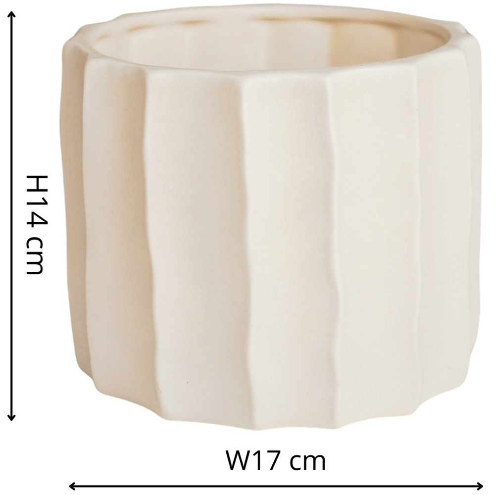 Ivyline Kew Cream Ceramic Organic Ripple Bone Matt Satin Glaze Indoor Planter 17cm Image 5