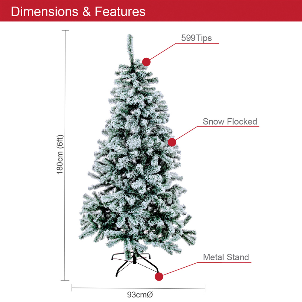 The Christmas Workshop Snowy Cone Fir Artificial Xmas Tree 6ft Image 9