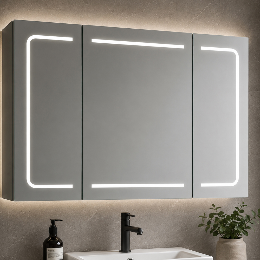 Go Bathrooms Manor 3 Door LED Mirrored Wall Cabinet Image 3