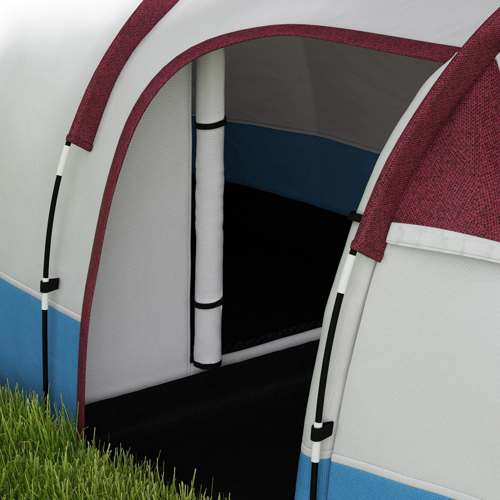 Outsunny 2-3 Person Tunnel Camping Tent with Bedroom and Living Room Red and Blue Image 4