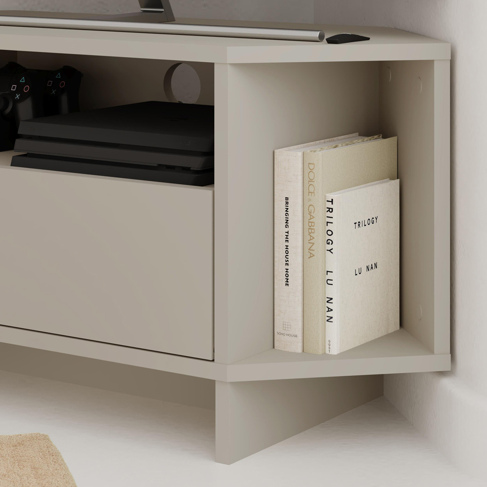 Decortie Viva Single Door 3 Shelf Sandstone Corner TV Stand Image 3