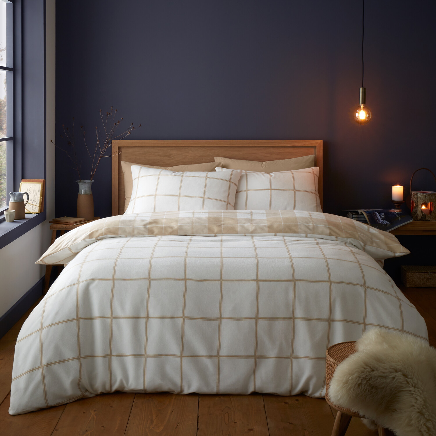 Finlay Check Duvet Set - Natural / King Image 4