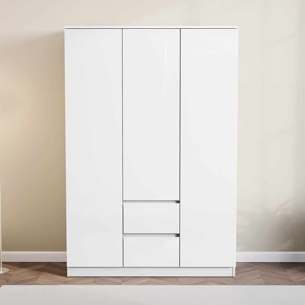 Vida Designs Glinton 3 Door 2 Drawer White Wardrobe Image 3