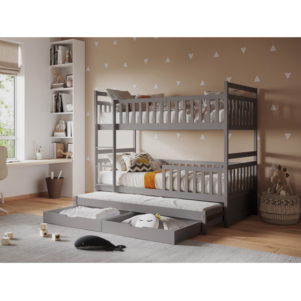 Flair Elvis Grey 2 Drawer Wooden Bunk Bed with Trundle Image 3