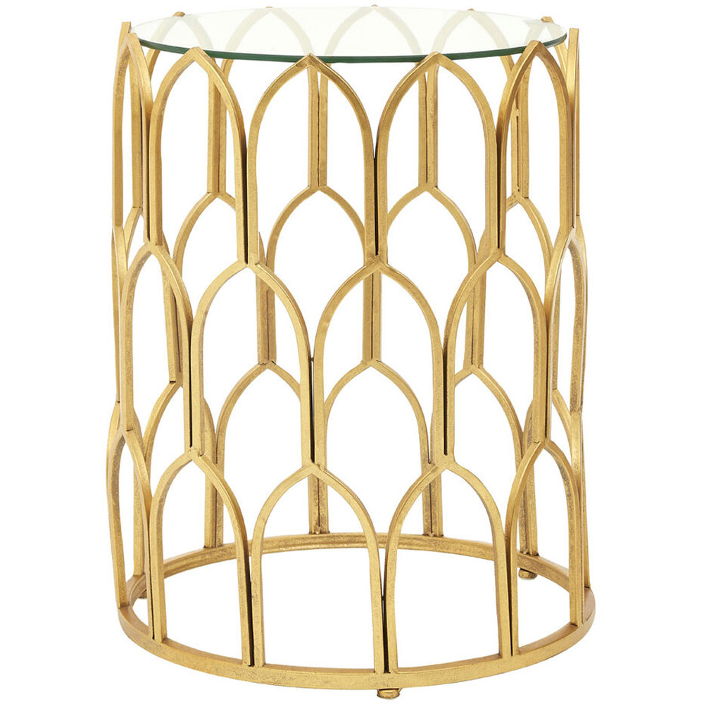 Premier Housewares Merlin Gold Leaf Clear Glass Side Table Image 2