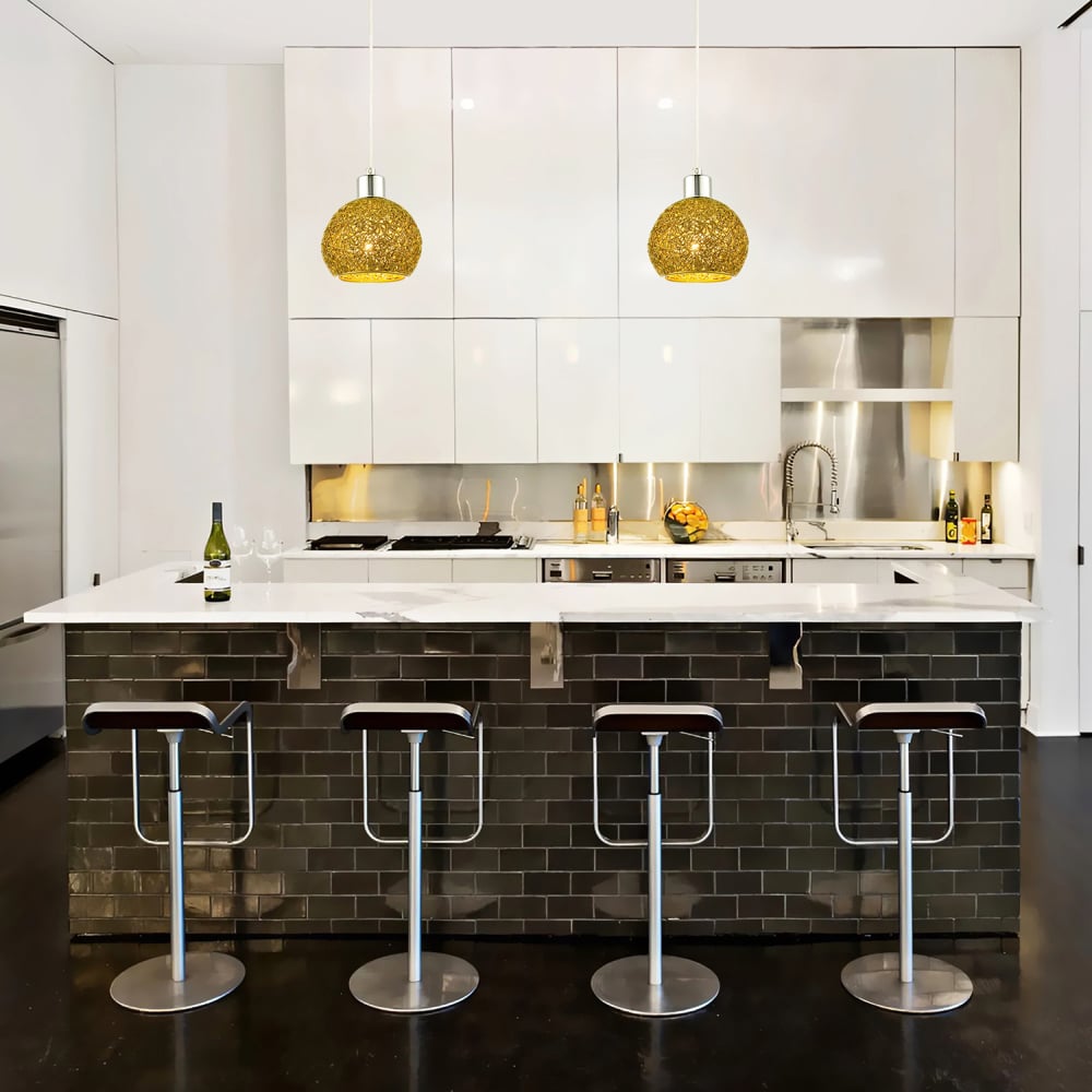 Happy Homewares Gold Round Twisted Wire Mesh Metal Lamp Shade Image 2