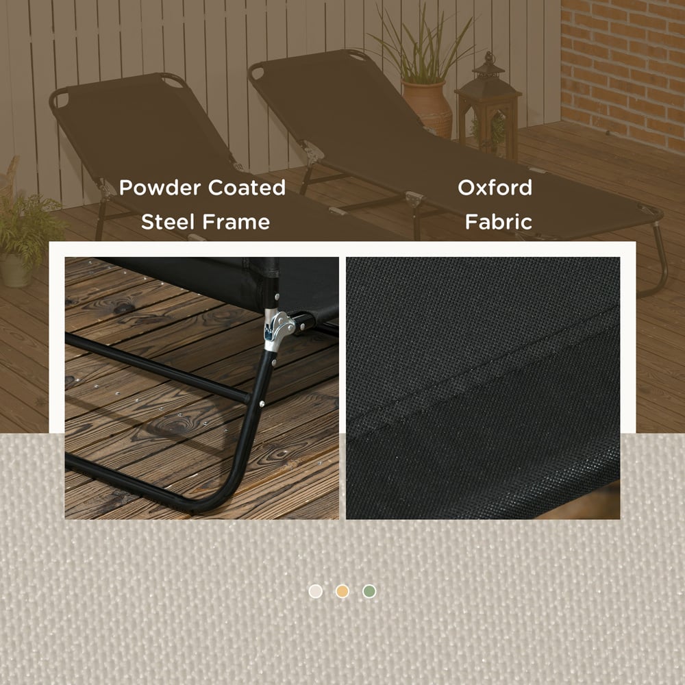 Outsunny Set of 2 Black Foldable Recliner Sun Lounger Image 6