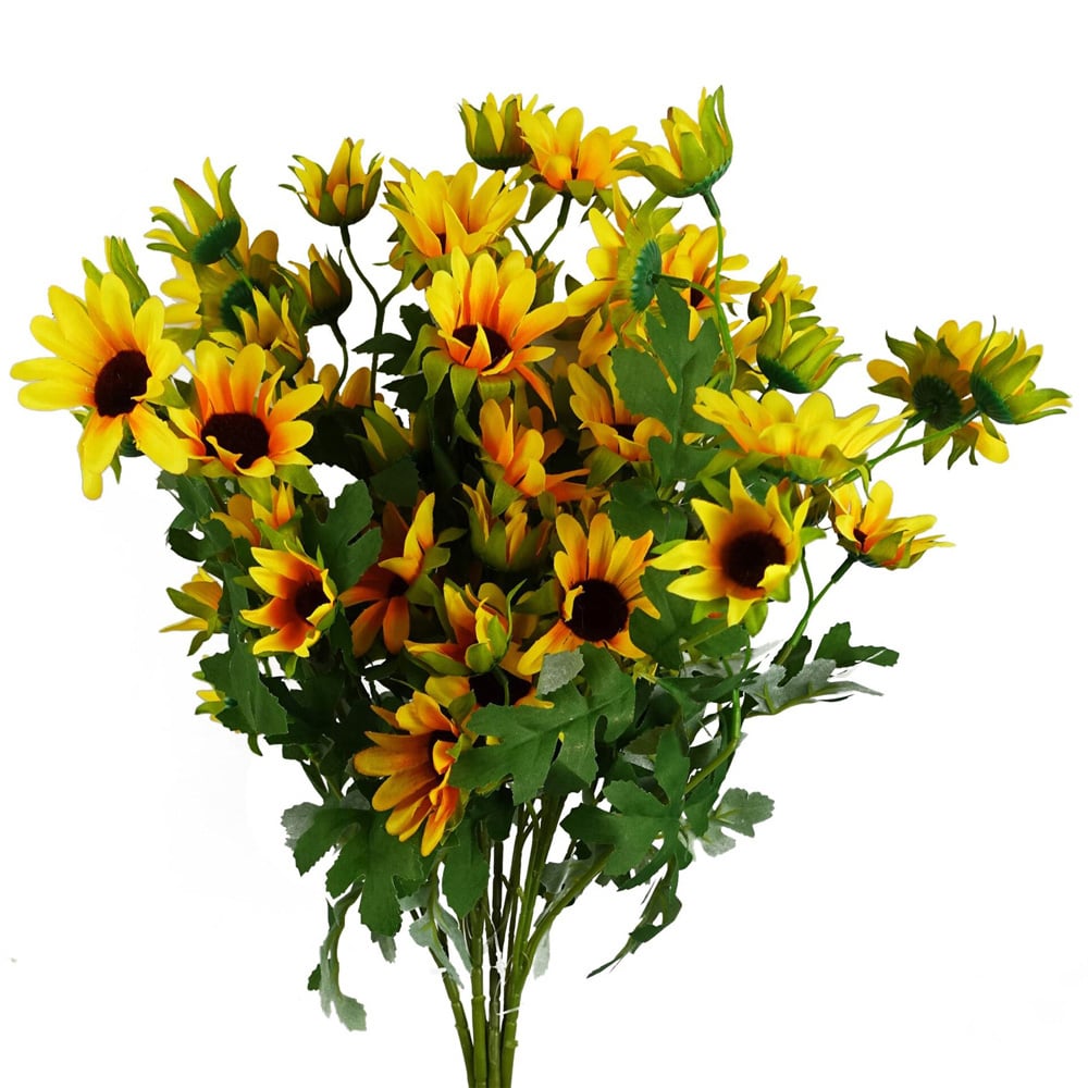 Leaf Yellow Daisy Artificial Flower Spray 70cm 6 Pack Image 2