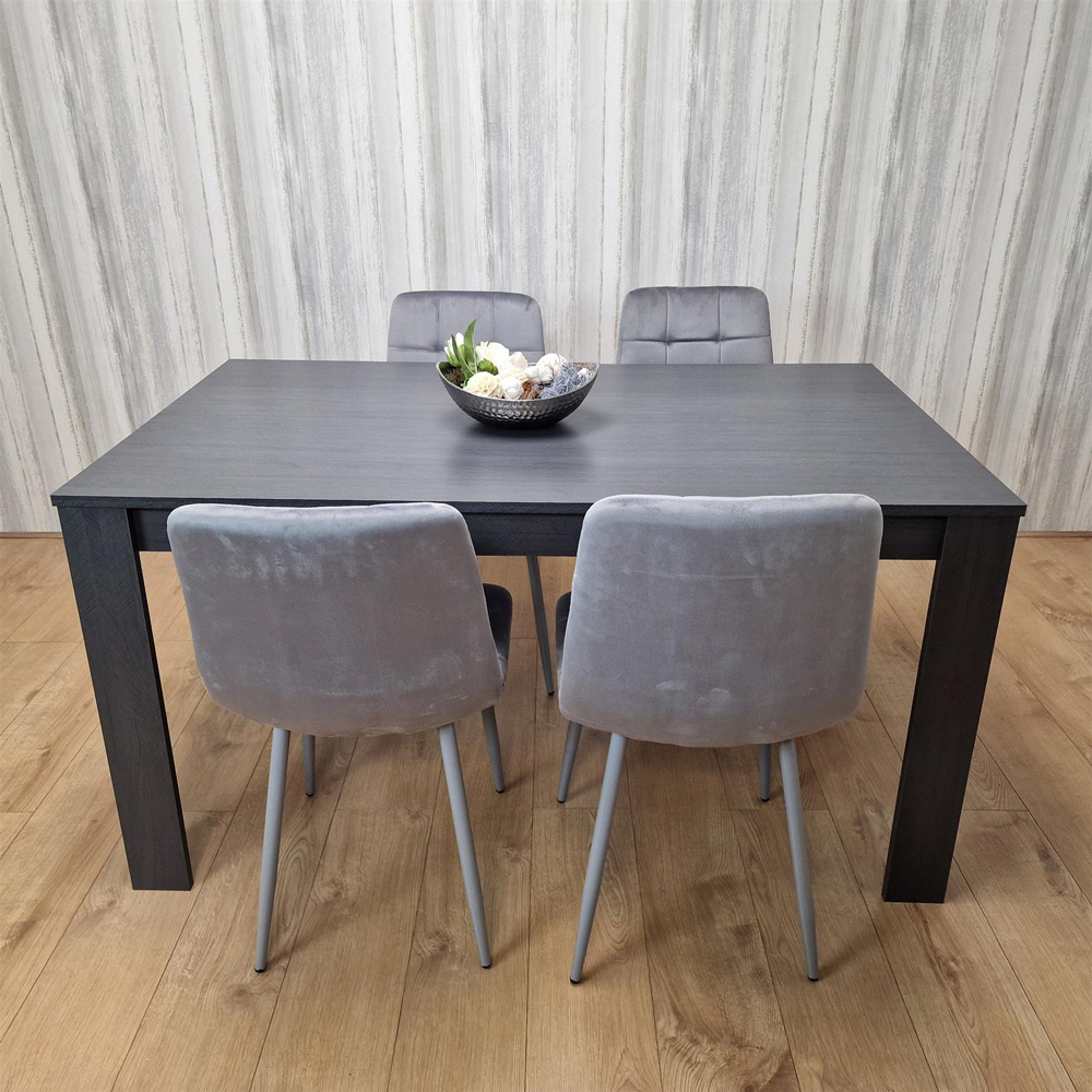 Portland 4 Seater Dining Set Dark Grey and Grey Image 2