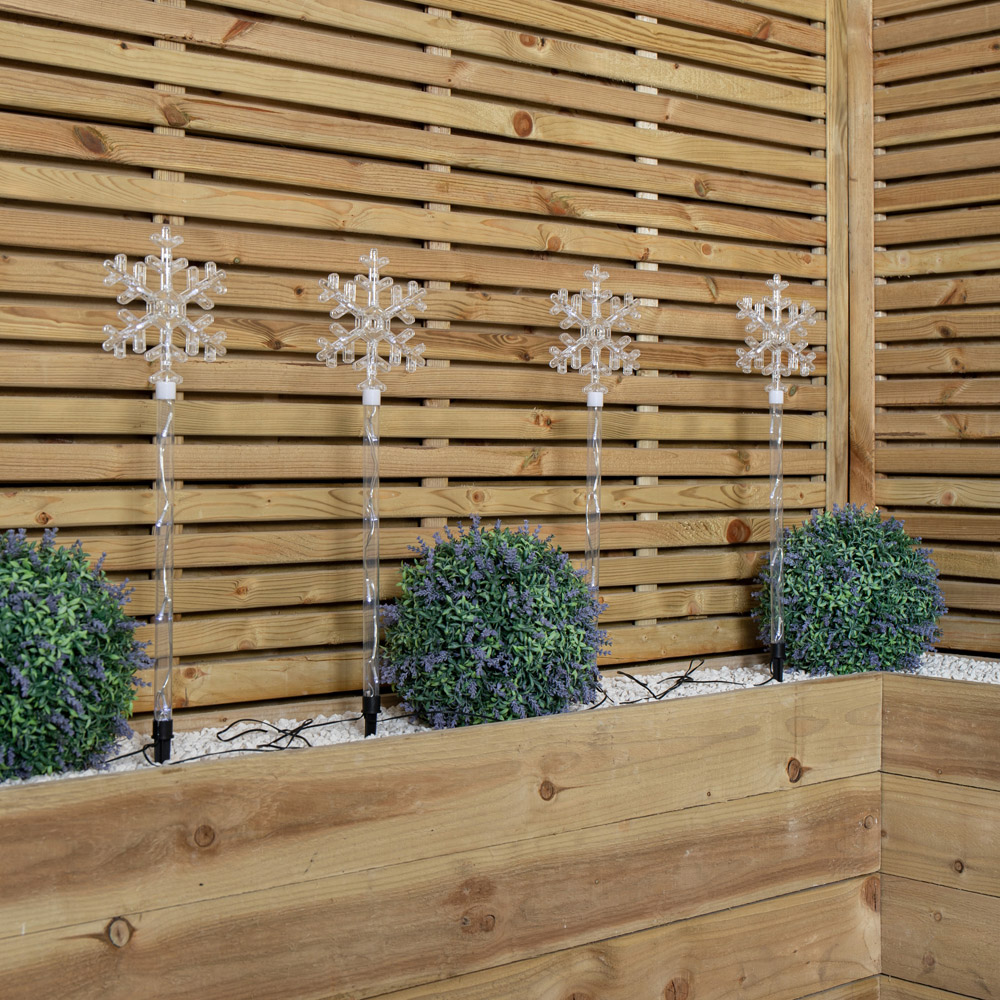 Samuel Alexander 4 Piece White LED Crystal Snowflake Christmas Path Light Set Image 5