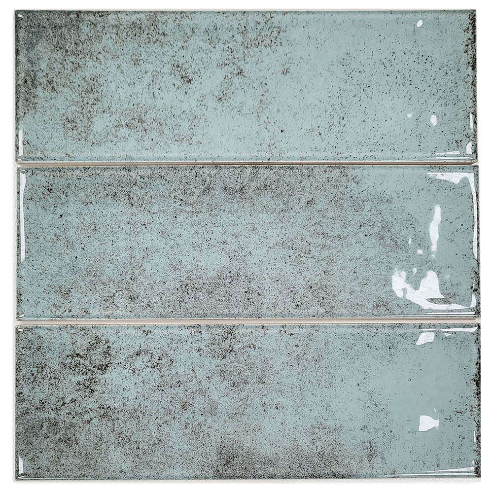 Top Ceramics Metro Light Green Gloss Flat Bumpy Ceramic Wall Tile 100 x 300mm 0.84 sqm Image 3