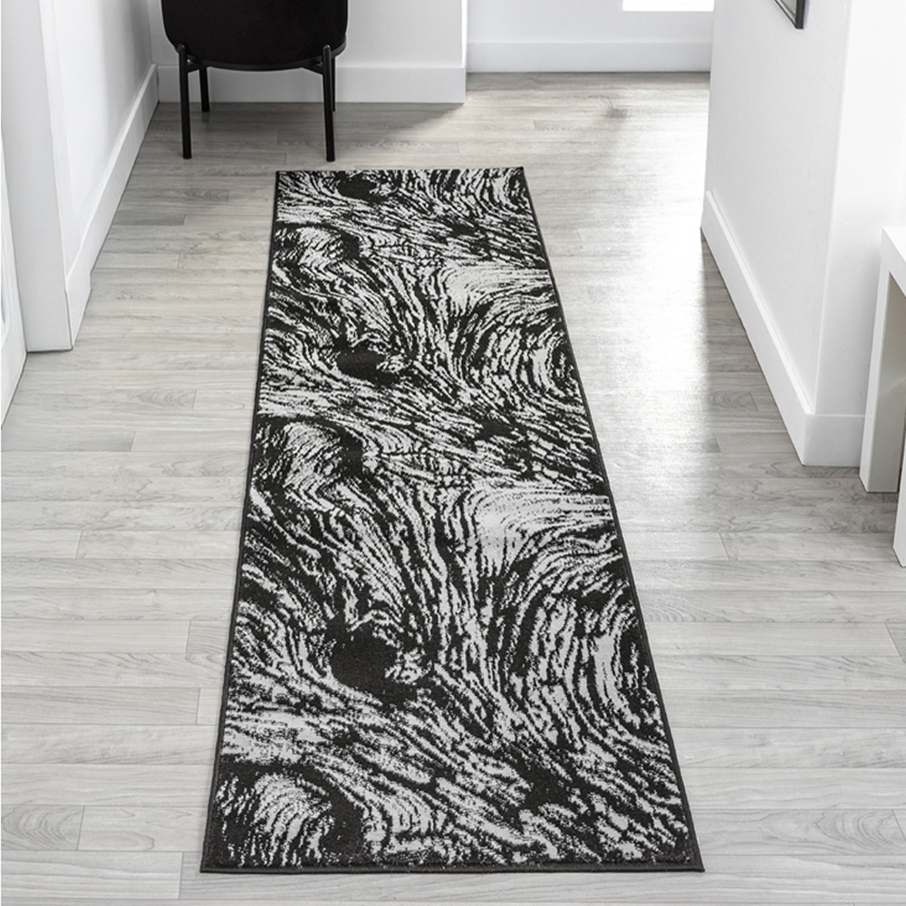 Desire Rugs Obsidian Grey Whirlpool Rug 60 x 220cm Image 2