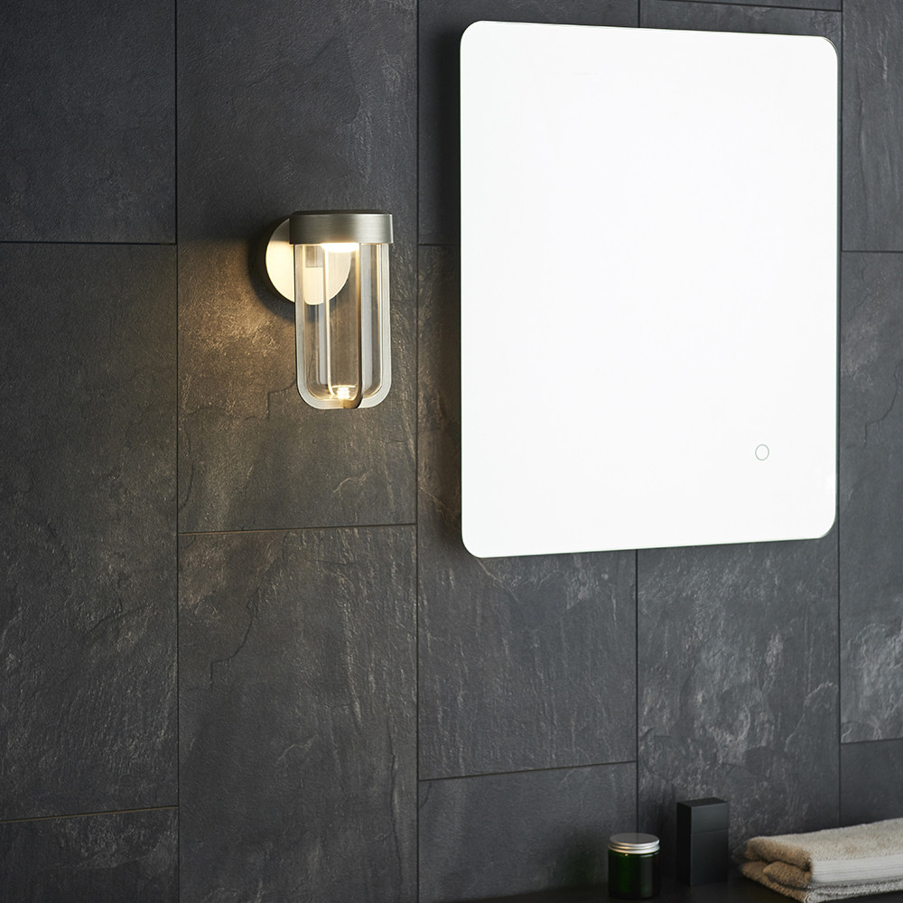 Merano Benevento Clear Glass Shade Brushed Silver LED Outdoor Wall Lamp Image 7