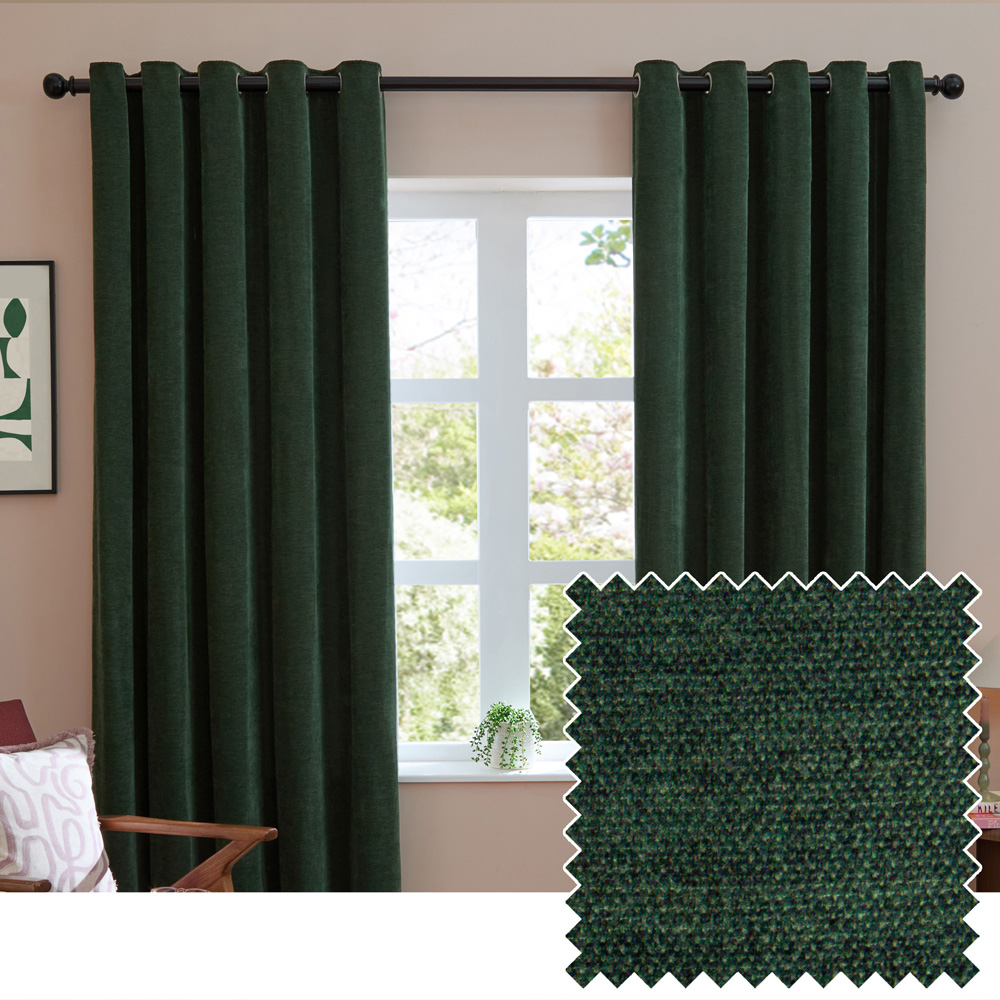 Furn Bottle Soft Chenille Blackout Eyelet Curtains 229 x 137cm Image 6