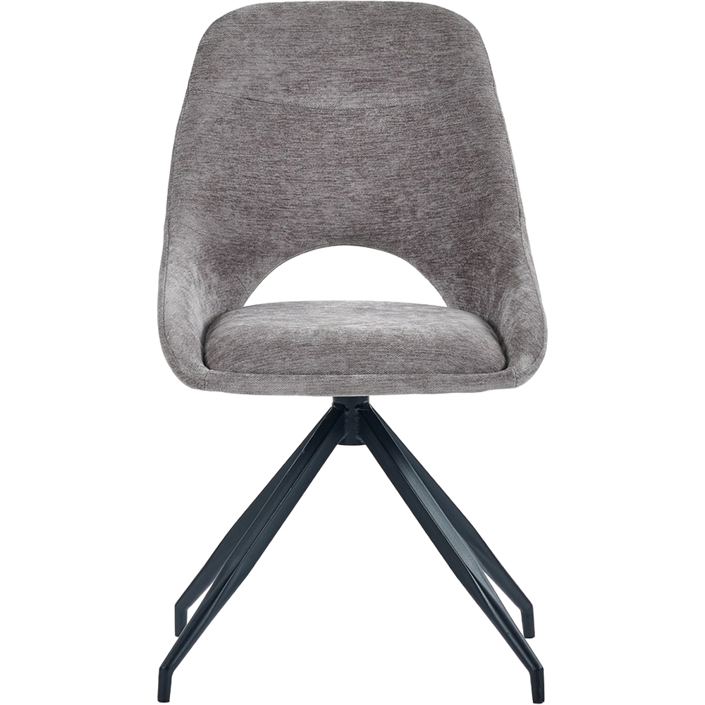 Julian Bowen Jonah Set of 2 Grey Chenille Upholstered Swivel Dining Chair Image 4