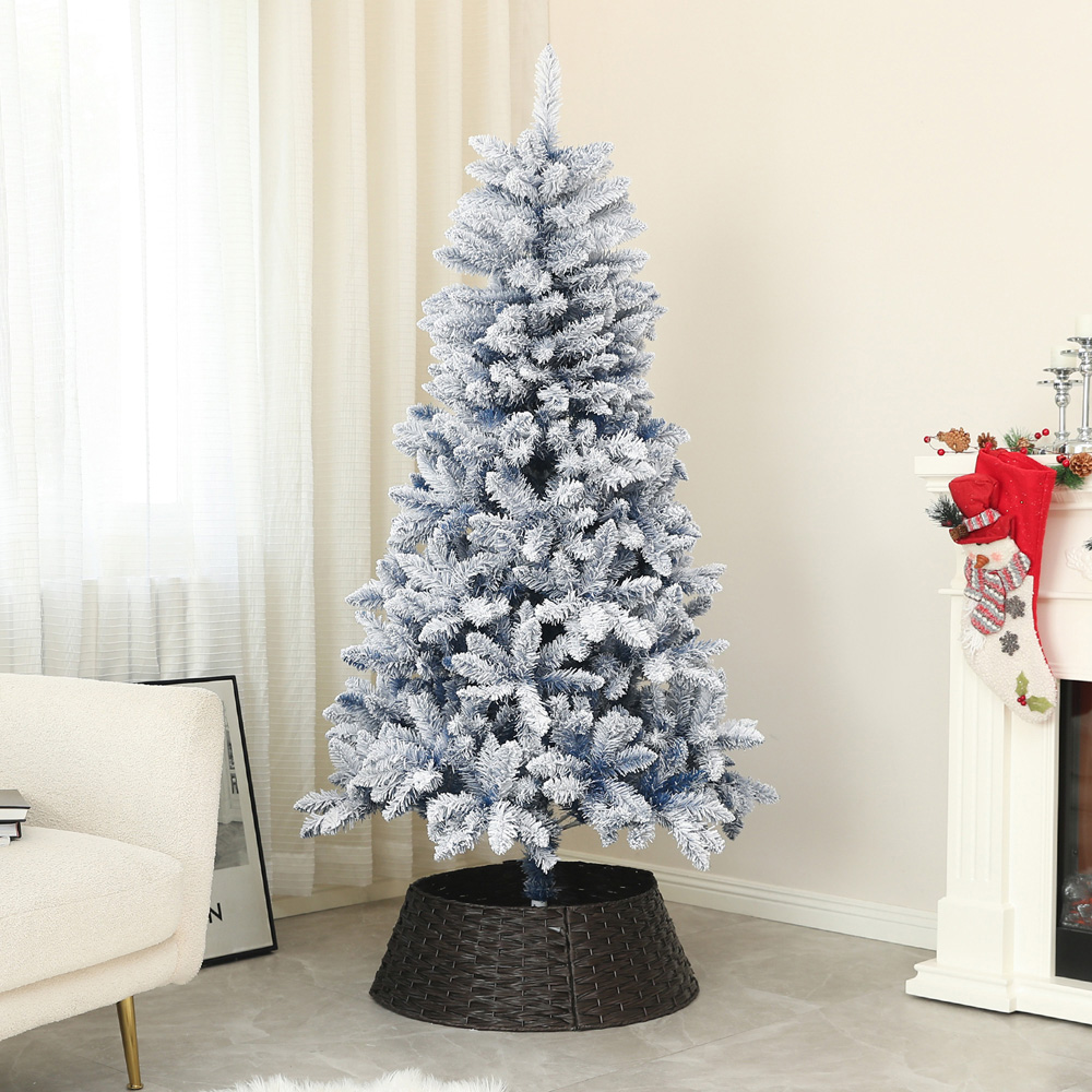 Everglow Snow Flocked Blue Artificial Christmas Tree 5ft Image 2