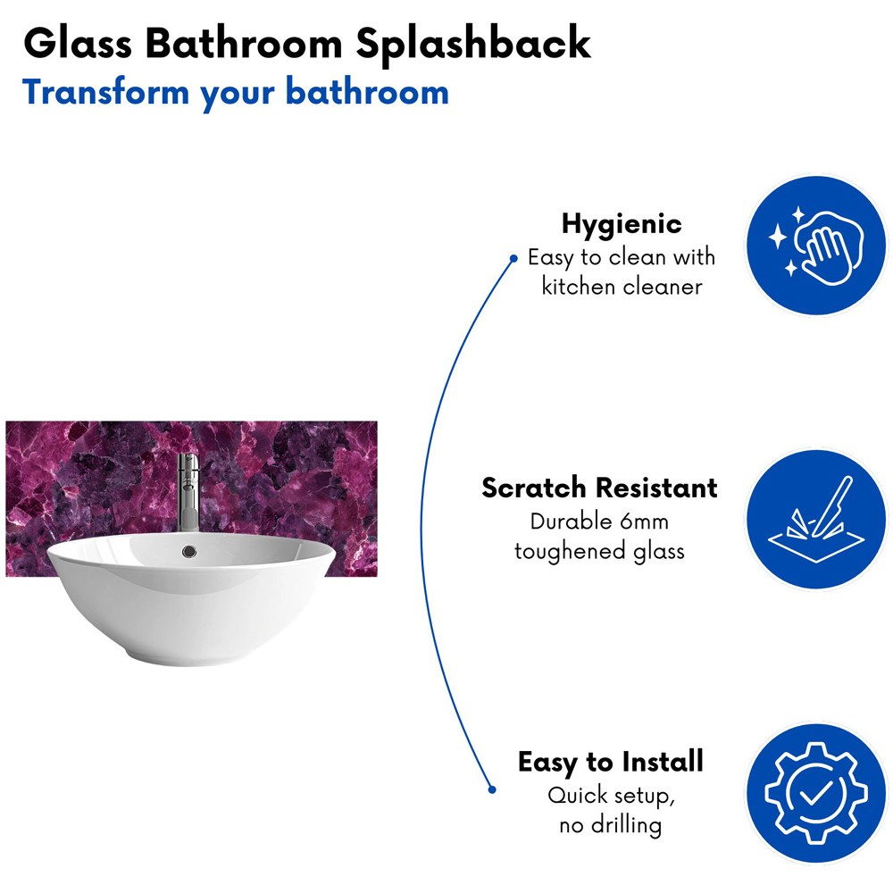 Warren Reed Designer Cherry Quartz Effect Bathroom Splashback 25 x 60cm Image 4