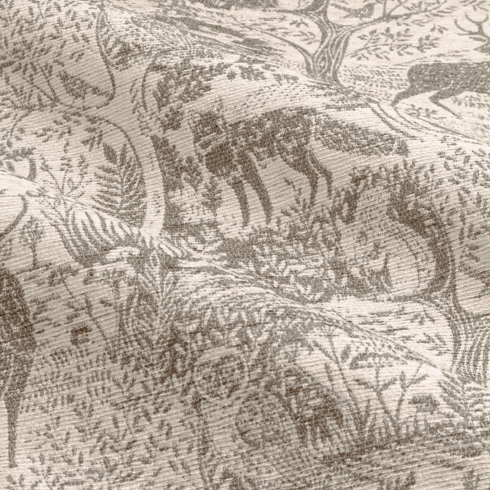 furn. Winter Woods Taupe Animal Chenille Eyelet Curtains 229 x 183cm Image 5