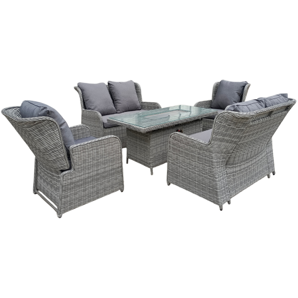 Furniture One 6 Seater Rattan Garden Furniture with Fire Pit Table Image 2