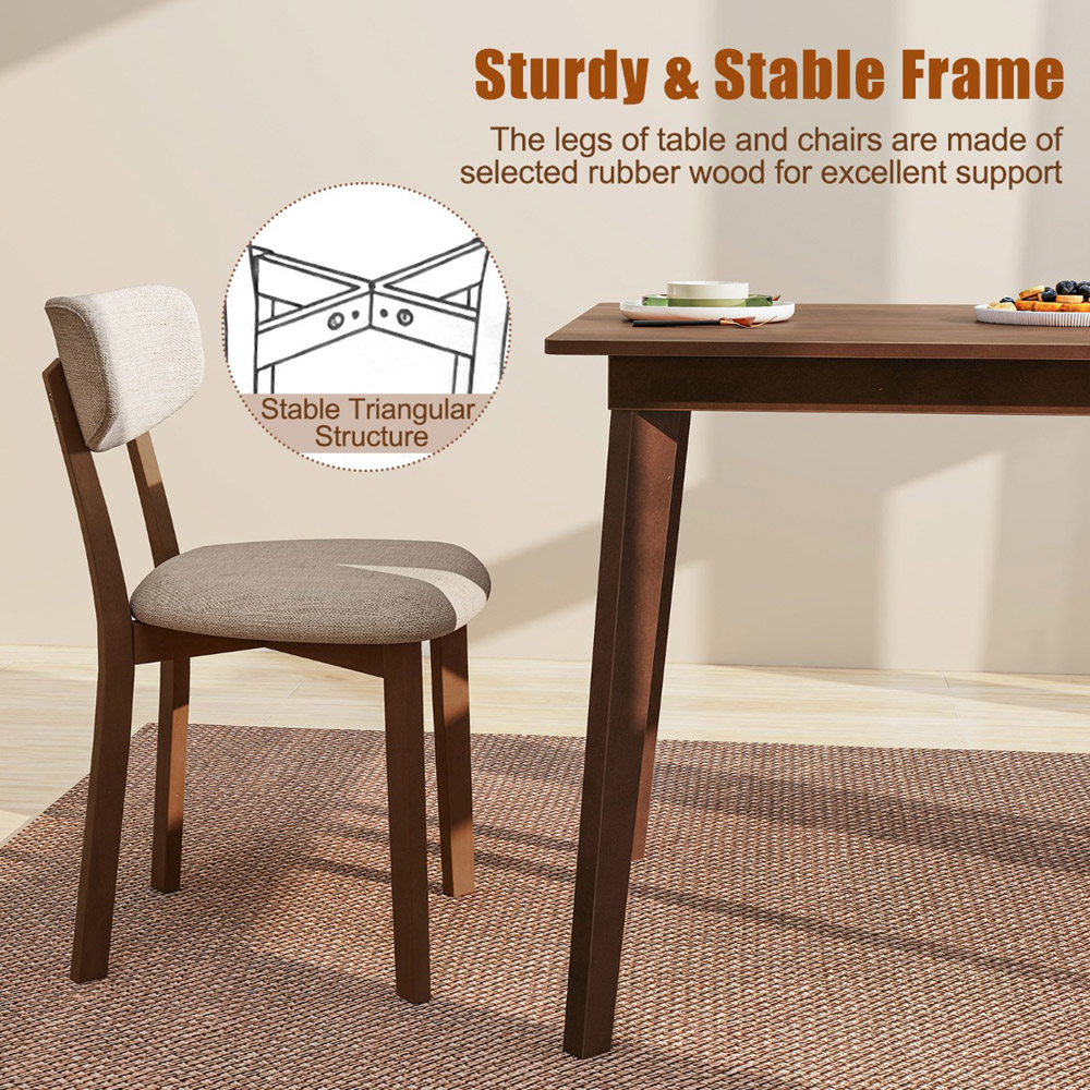 Costway 4 Seater Dining Table Set Brown Image 7