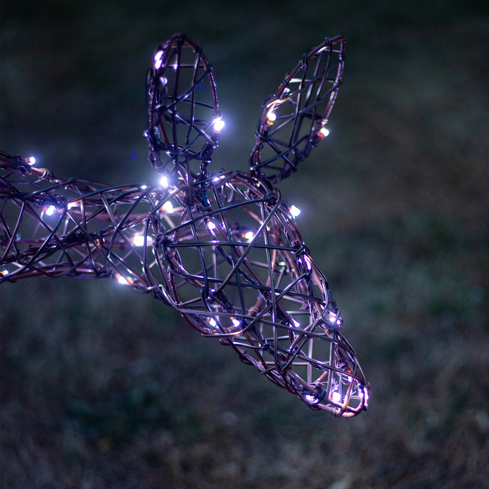 The Christmas Centre 250 LED Brown Wicker Light-Up Mother and Baby Reindeer Set 3.2ft Image 3