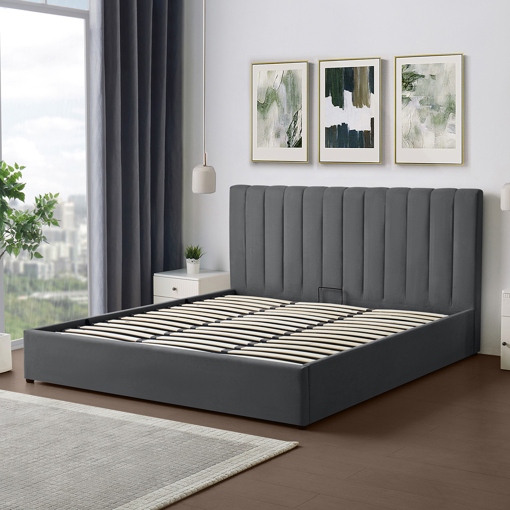 Brooklyn Evelynne Super King Dark Grey Linen Ottoman Bed Image 5
