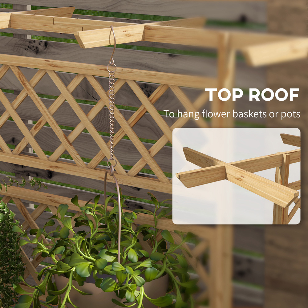 Outsunny Natural Wooden Raised Garden Bed Planter with Trellis 183 x 55 x 160cm Image 5