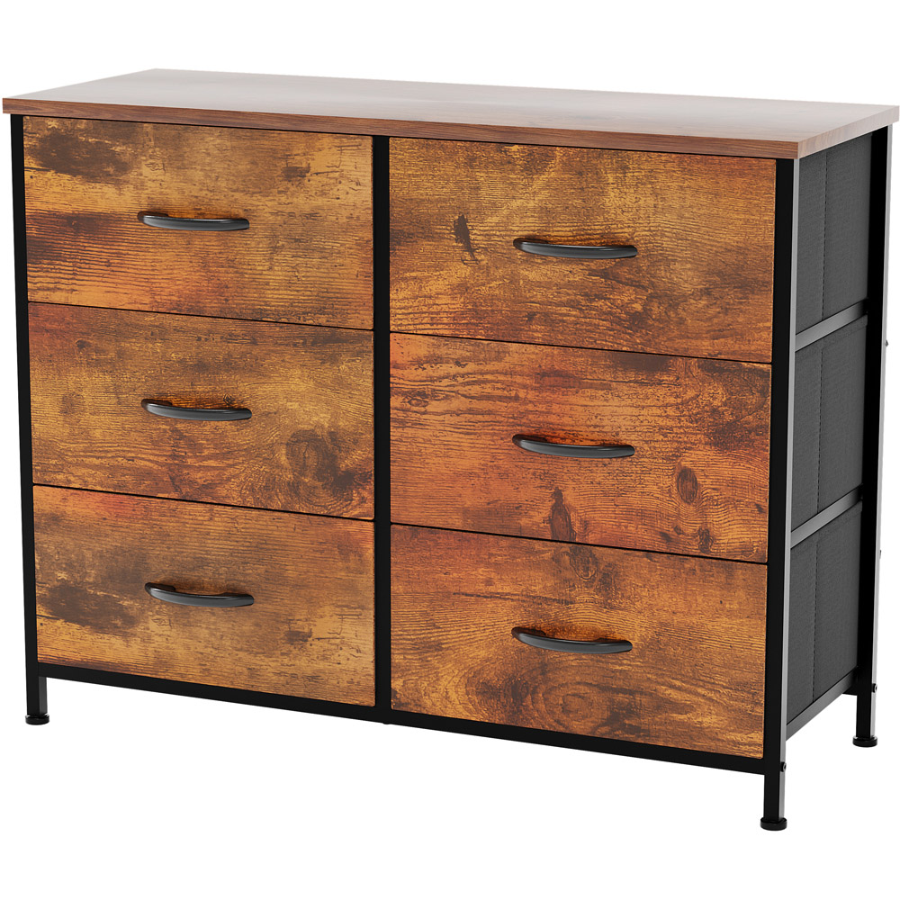 Vida Designs Chorley 6 Drawer Rustic Brown Fabric Chest of Drawer Image 2