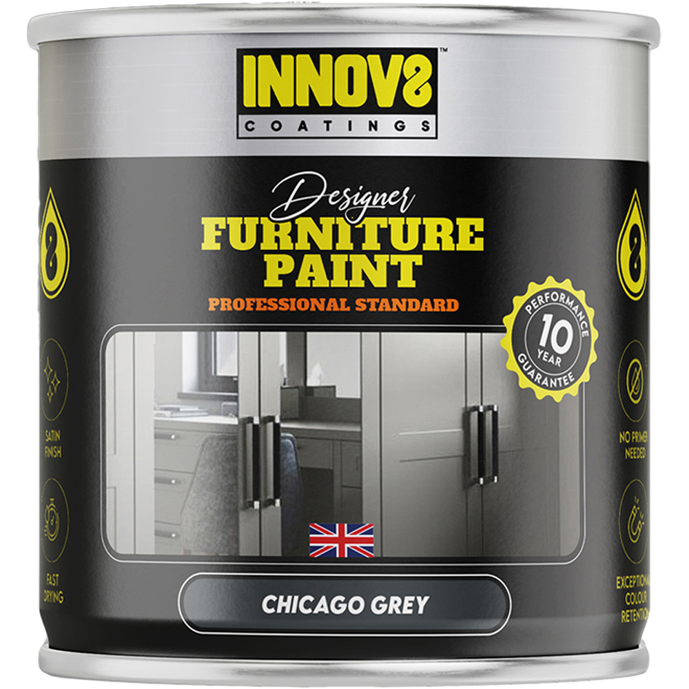 Innov8 Coatings Chicago Grey Satin Furniture Paint 750ml Image 2