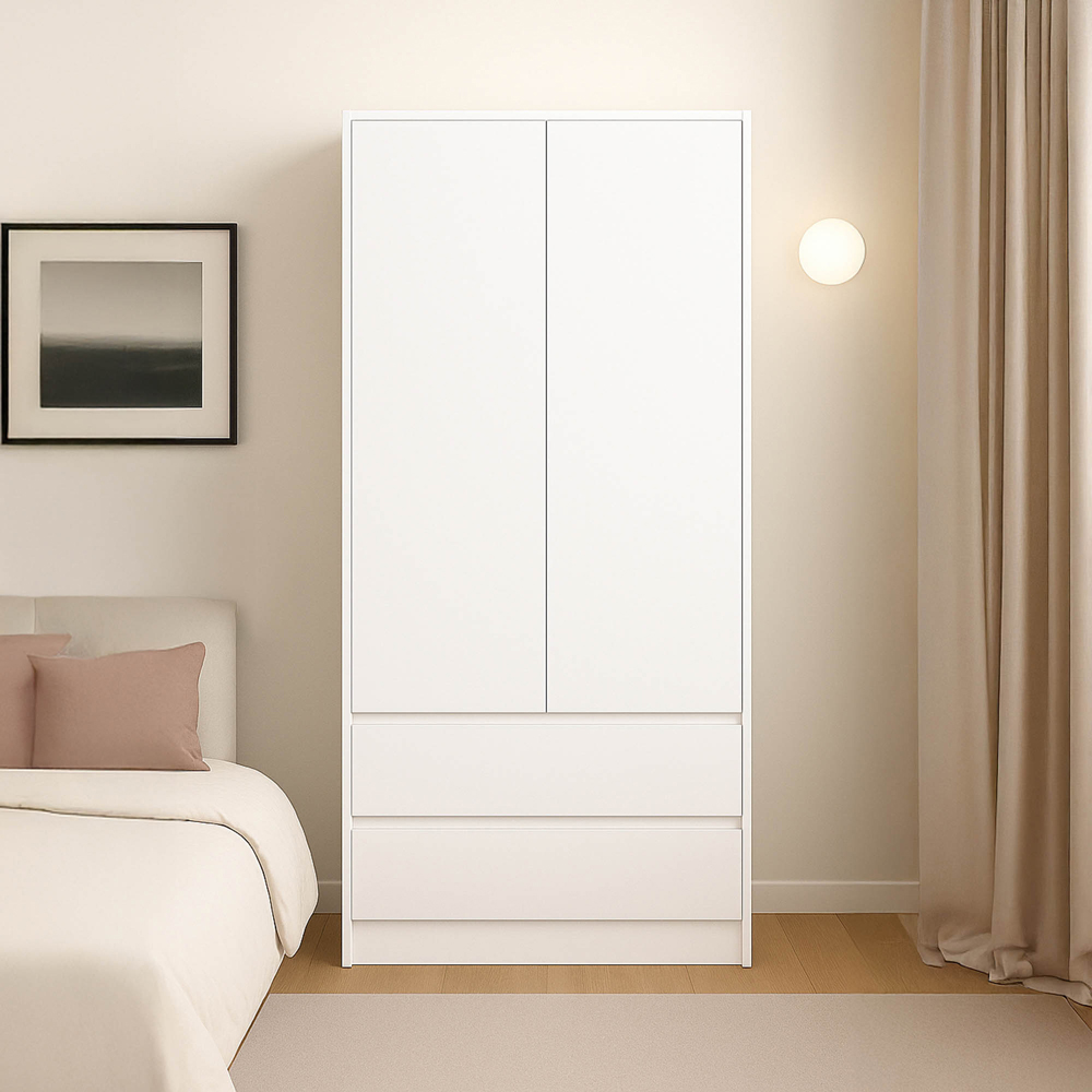 Vida Designs Denver 2 Door 2 Drawer White Wardrobe Image 8