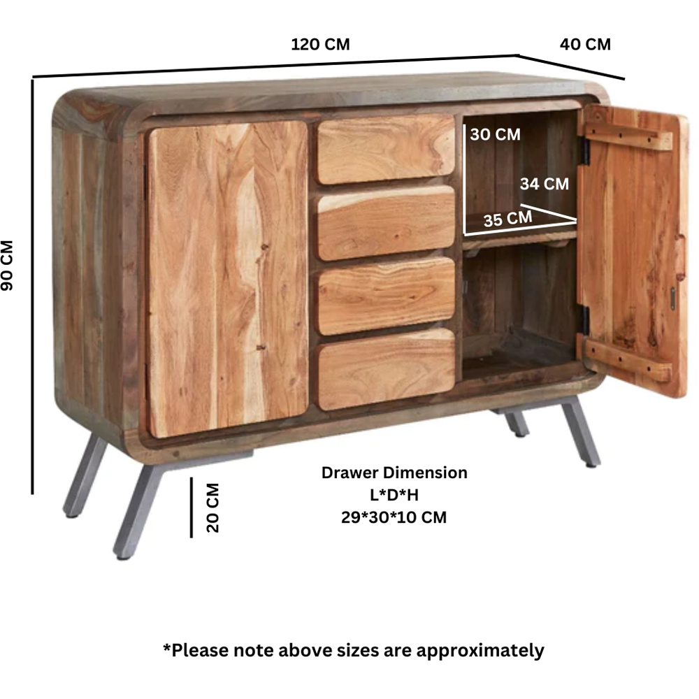 Brooklyn Aleiny 2 Door 4 Drawer Wooden Sideboard Image 6