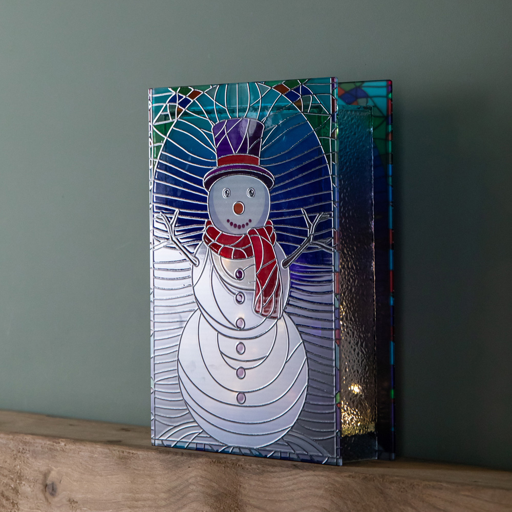 Samuel Alexander Warm White LED Stained Glass Snowman Christmas Decoration 28cm Image 3