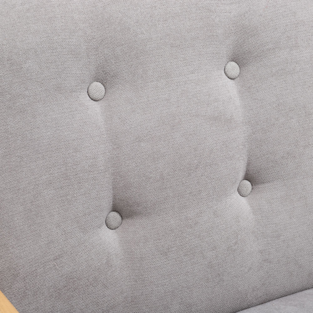 Living and Home Grey Buttoned Wooden Rocking Chair Image 5
